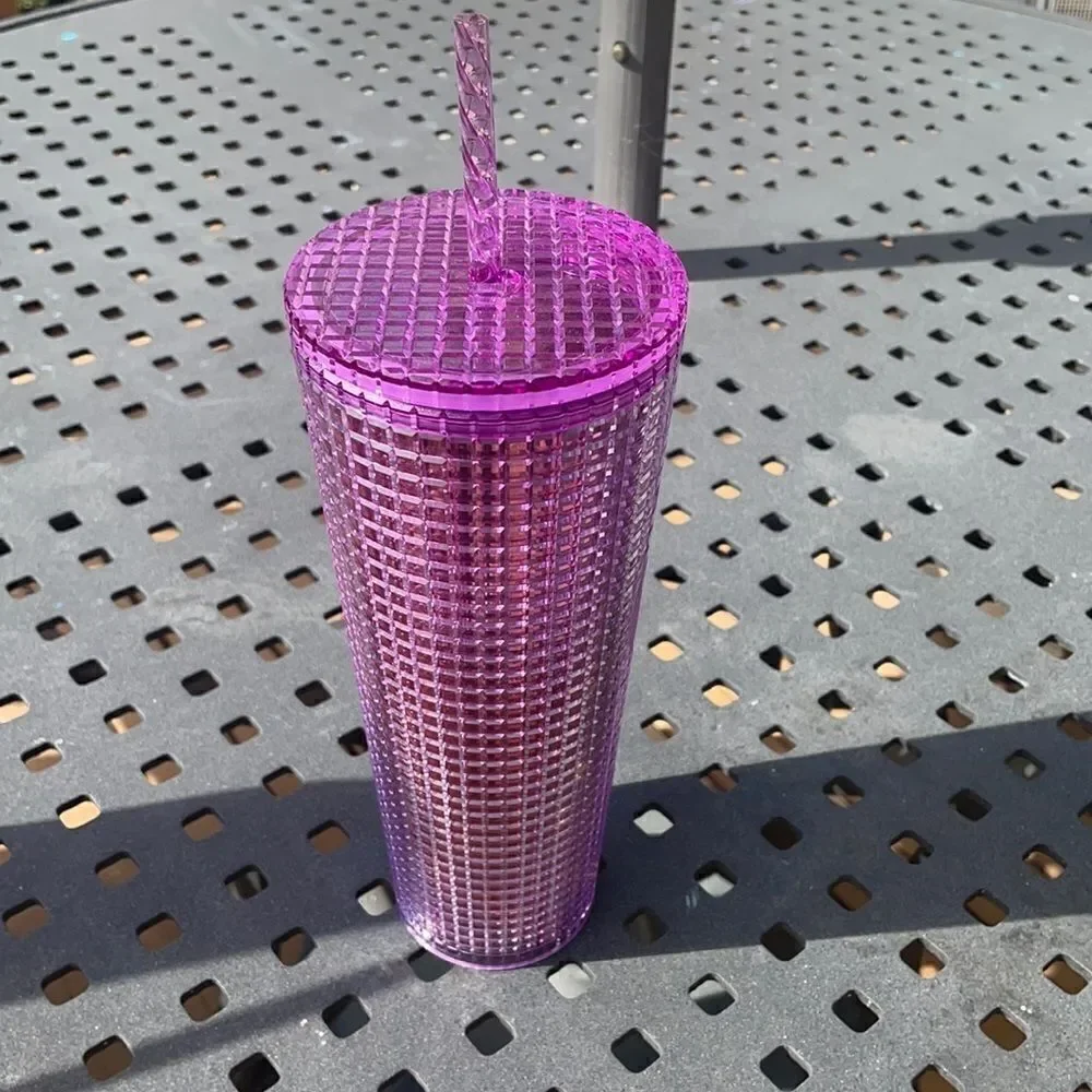 Starbucks purple red grid kaleidoscope tumbler 24 Oz